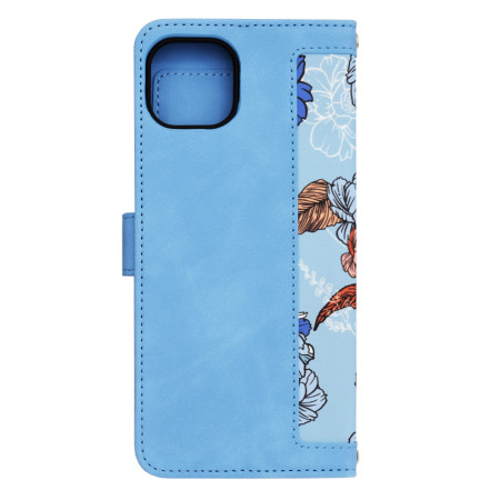 Husa FlipCraft pentru iPhone 15 Plus - Protectie 360, Design Floral, Vibrant Blue