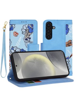 Husa pentru Samsung Galaxy S25 Plus - FlipCraft - Design Floral - Vibrant Blue