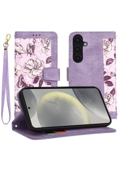 Husa pentru Samsung Galaxy S25 - FlipCraft - Design Floral - Mysterious Purple