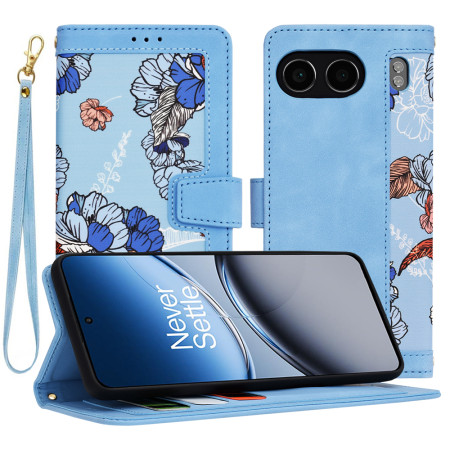Husa FlipCraft pentru OnePlus Nord 4 - Protectie 360, Design Floral, Vibrant Blue