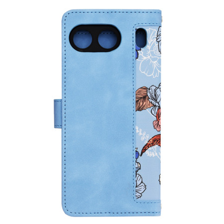Husa FlipCraft pentru OnePlus Nord 4 - Protectie 360, Design Floral, Vibrant Blue