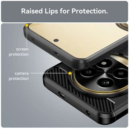 Husa Carbon pentru Realme 13 Pro / 13 Pro+, Tech Protects Anti-Soc, Black