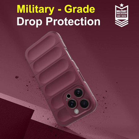 Husa Antisoc pentru iPhone 16 Pro, Margini Striate, Magic Shield, Bordeaux