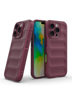Husa Antisoc pentru iPhone 16 Pro, Margini Striate, Magic Shield, Bordeaux