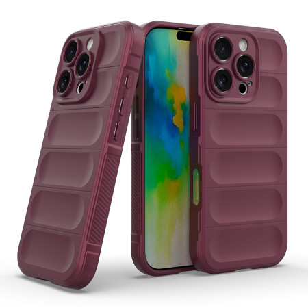 Husa Antisoc pentru iPhone 16 Pro, Margini Striate, Magic Shield, Bordeaux