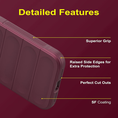 Husa Antisoc pentru iPhone 16 Pro, Margini Striate, Magic Shield, Bordeaux
