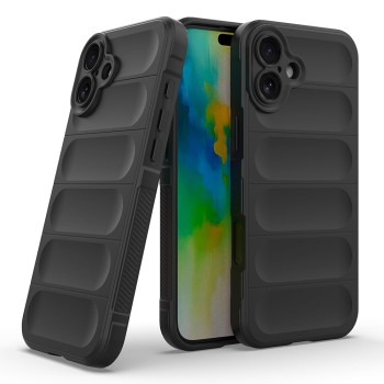 Husa Antisoc pentru iPhone 16 Plus, Margini Striate, Magic Shield, Black