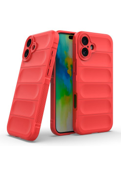 Husa Antisoc pentru iPhone 16, Margini Striate, Magic Shield, Red