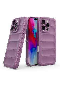 Husa Antisoc pentru iPhone 16 Pro, Margini Striate, Magic Shield, Purple
