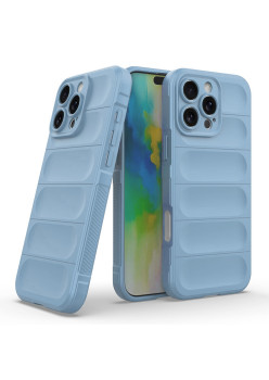 Husa Antisoc pentru iPhone 16 Pro, Margini Striate, Magic Shield, Bleu