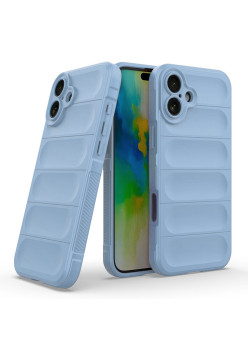 Husa Antisoc pentru iPhone 16, Margini Striate, Magic Shield, Bleu