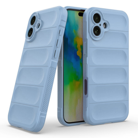 Husa Antisoc pentru iPhone 16, Margini Striate, Magic Shield, Bleu