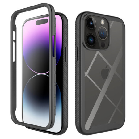 Husa 360 Apple iPhone 15 Plus, Folie Protectie Inclusa, Defence, Transparent Negru