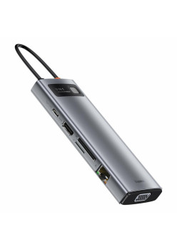 Hub Baseus Docking Station 3xUSB 3.2, 2xType-C, VGA, HDMI, SD/TF Card Reader, RJ45, Gri