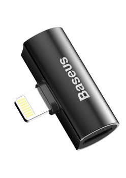 Adaptor audio Baseus L46 CAL46-01, Lightning la 2x Lightning 2A, Negru