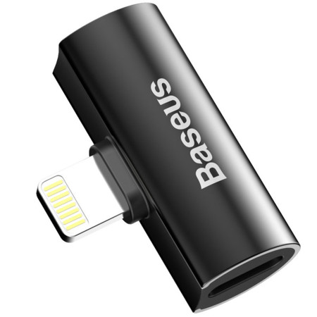 Adaptor audio Baseus L46 CAL46-01, Lightning la 2x Lightning 2A, Negru