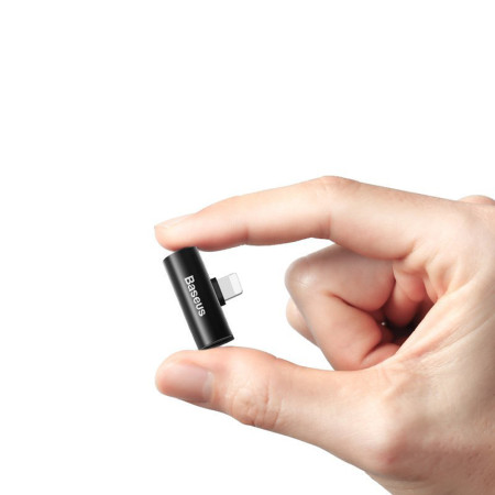 Adaptor audio Baseus L46 CAL46-01, Lightning la 2x Lightning 2A, Negru