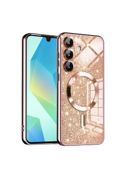 Husa pentru Samsung Galaxy A16, Glitter MagSafe, Atasare Magnetica, Rose Gold