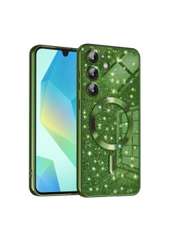 Husa pentru Samsung Galaxy A16, Glitter MagSafe, Atasare Magnetica, Deep Green