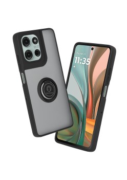 Husa pentru Motorola Moto G75 - Magnet Auto și Inel Rotativ, Premium, Negru