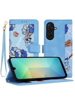 Husa pentru Samsung Galaxy A26 - FlipCraft - Design Floral -  Vibrant Blue