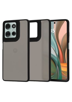 Husa pentru Motorola Moto G75 - HaloFrost - protectie la camere si finisaj mat - Smoke Black