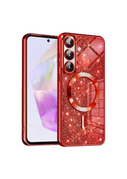 Husa pentru Samsung Galaxy A36, Glitter MagSafe, Atasare Magnetica, Red