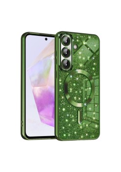 Husa pentru Samsung Galaxy A36, Glitter MagSafe, Atasare Magnetica, Deep Green