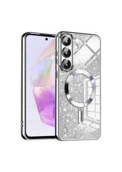 Husa pentru Samsung Galaxy A36, Glitter MagSafe, Atasare Magnetica, Silver