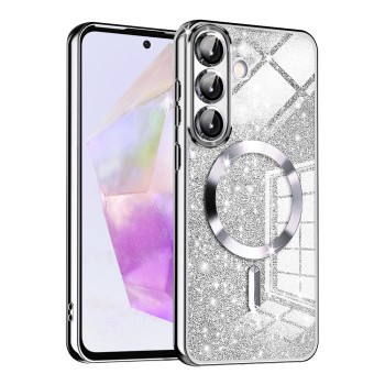 Husa pentru Samsung Galaxy A36, Glitter MagSafe, Atasare Magnetica, Silver