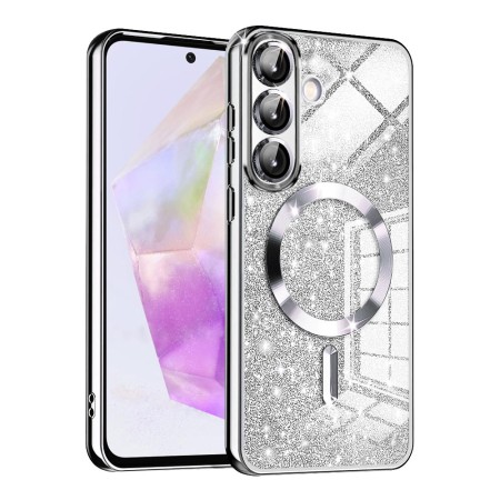 Husa pentru Samsung Galaxy A36, Glitter MagSafe, Atasare Magnetica, Silver