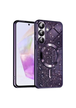 Husa pentru Samsung Galaxy A36, Glitter MagSafe, Atasare Magnetica, Deep Purple