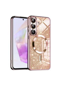 Husa pentru Samsung Galaxy A36, Glitter MagSafe, Atasare Magnetica, Rose Gold