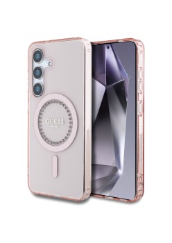 Husa pentru Samsung Galaxy S25 - Guess IML Rhinestones MagSafe - Pink