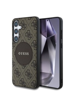 Husa pentru Samsung Galaxy S25 - Guess 4G Circle Classic Logo MagSafe - Brown