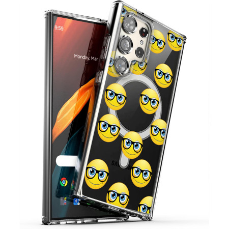 Husa personalizata pentru Samsung Galaxy S24 Ultra, MagSafe Atasare Magnetica, Fata Zambitoare cu Ochelari 