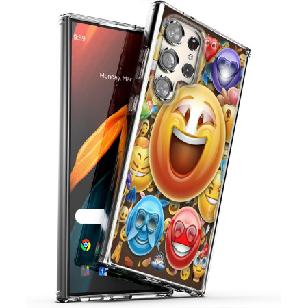 Husa pentru Samsung Galaxy S25 Ultra, Atasare Magnetica, MagSafe, Emoji Smiley Faces