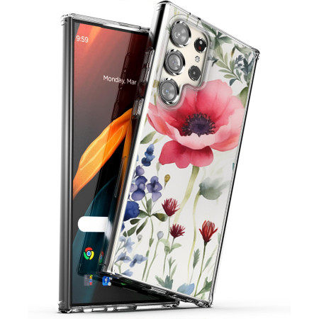 Husa personalizata pentru Samsung Galaxy S24 Ultra, MagSafe Atasare Magnetica, Antisoc, Model Floral 4