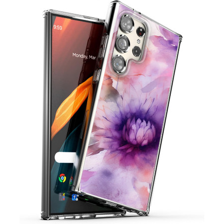 Husa personalizata compatibila Samsung Galaxy S24 Ultra, MagSafe Atasare Magnetica, Antisoc, Model Floral 22