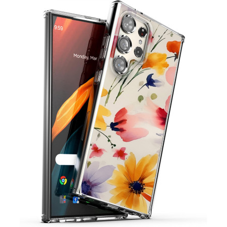 Husa personalizata pentru Samsung Galaxy S24 Ultra, MagSafe Atasare Magnetica, Antisoc, Model Floral 2