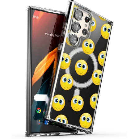 Husa personalizata pentru Samsung Galaxy S23 Ultra, MagSafe Atasare Magnetica, Grinning face with big eyes