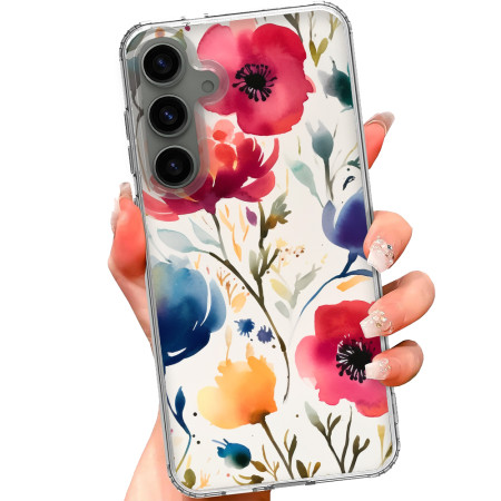 Husa personalizata compatibila Samsung Galaxy S24, MagSafe Atasare Magnetica, Antisoc, Model Floral 3