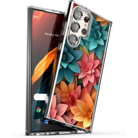 Husa personalizata pentru Samsung Galaxy S23 Ultra, MagSafe Atasare Magnetica, 3D Flower Medley 13