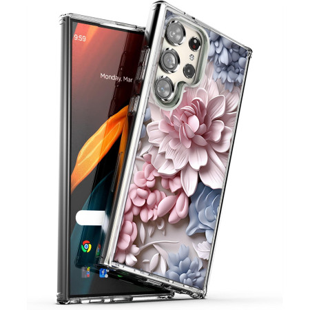 Husa personalizata pentru Samsung Galaxy S24 Ultra, MagSafe Atasare Magnetica, 3D Flower Medley 10