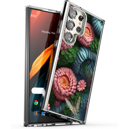 Husa personalizata pentru Samsung Galaxy S24 Ultra, MagSafe Atasare Magnetica, 3D Flower Medley 6