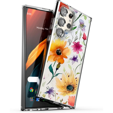 Husa personalizata pentru Samsung Galaxy S23 Ultra, MagSafe Atasare Magnetica, Antisoc, Model Floral 1