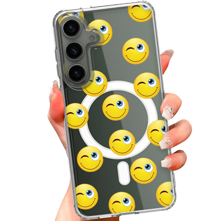 Husa personalizata pentru Samsung Galaxy S23, MagSafe Atasare Magnetica, Winking Face