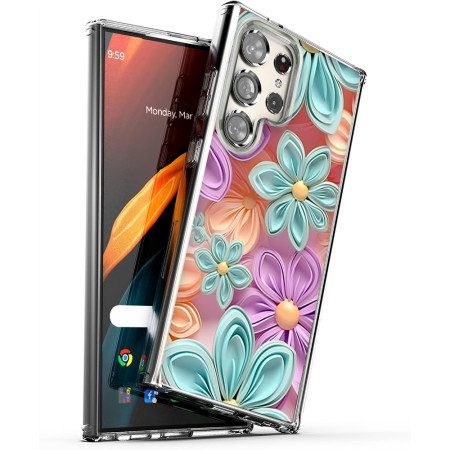 Husa personalizata pentru Samsung Galaxy S24 Ultra, MagSafe Atasare Magnetica, 3D Flower Medley 2