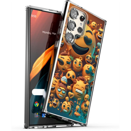 Husa personalizata pentru Samsung Galaxy S24 Ultra, MagSafe Atasare Magnetica, Emoji Faces