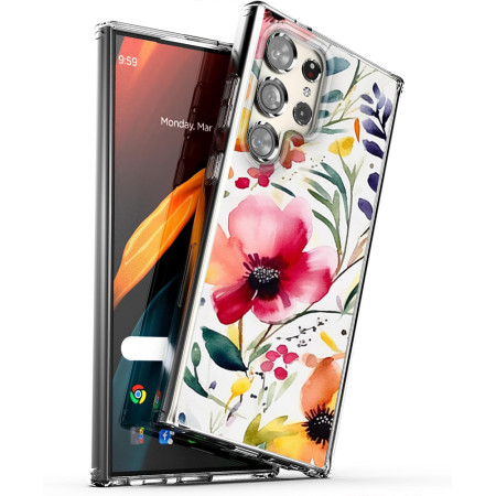 Husa personalizata pentru Samsung Galaxy S24 Ultra, MagSafe Atasare Magnetica, Antisoc, Model Floral 5
